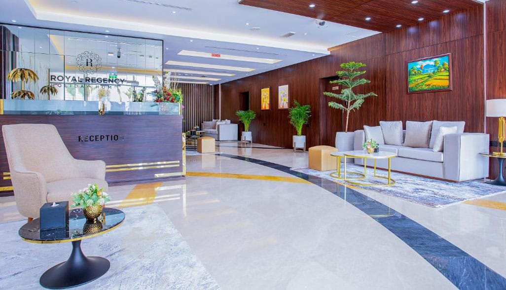 Royal Regency reception desk and lounge furniture