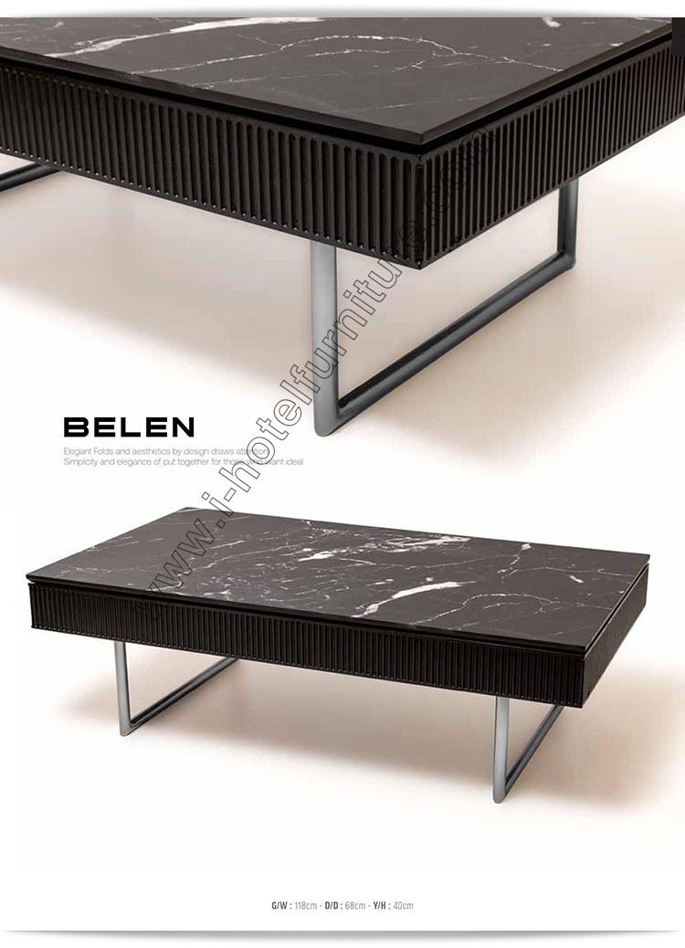 BELEN CENTER TABLE BLACK AND MARBLE