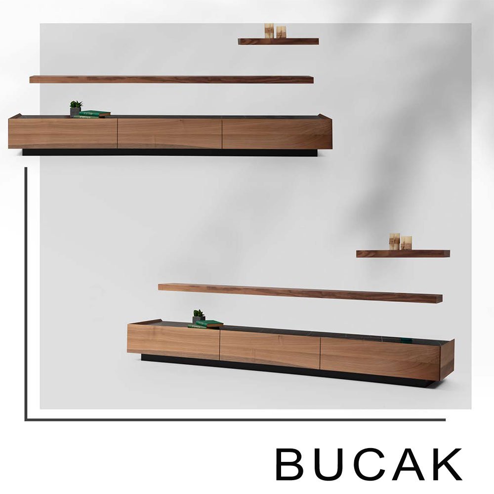 BUCAK TV STAND LACQUER AND WALNUT VENEER