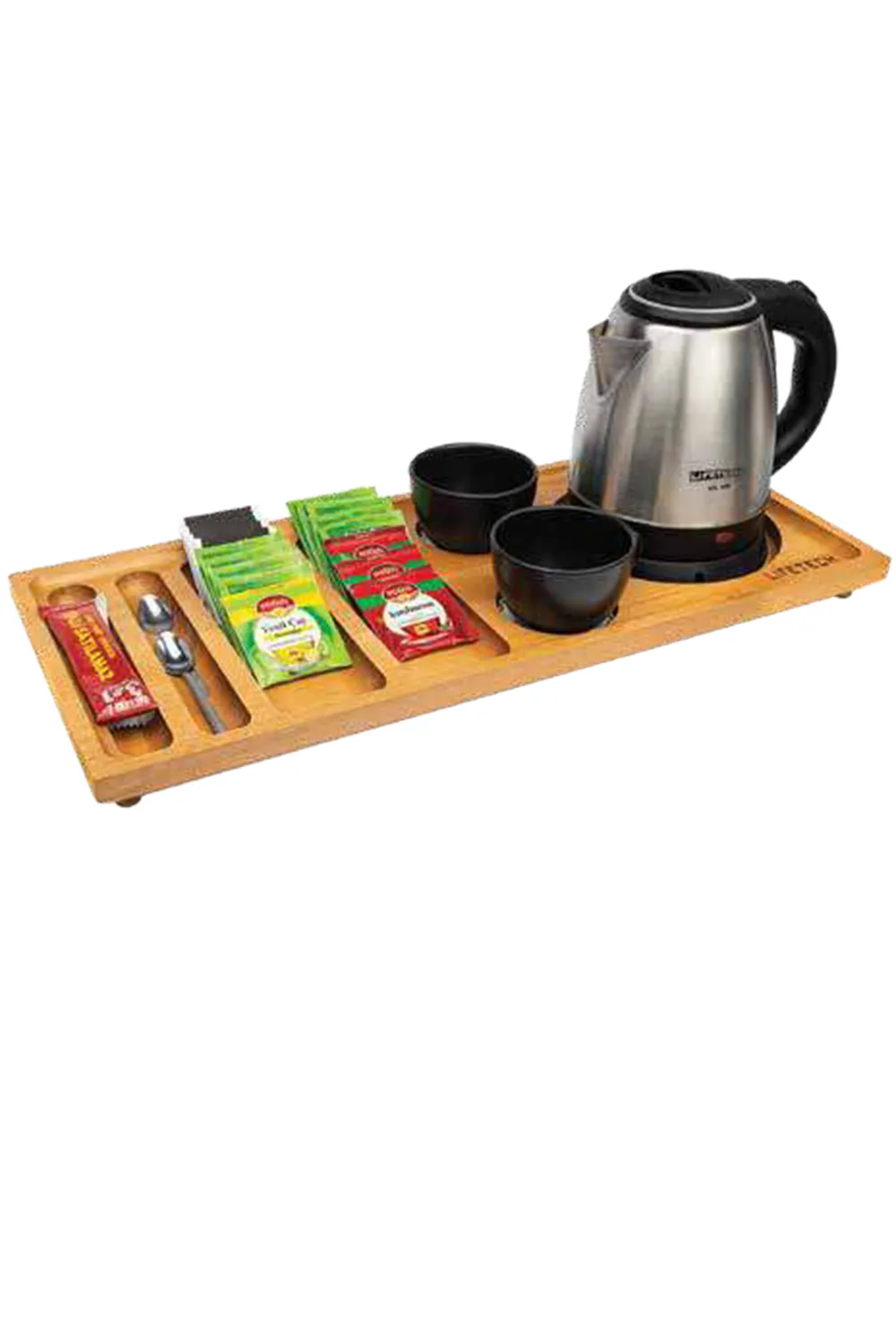 Hotel welcome tray and kettle sourced for guest rooms
