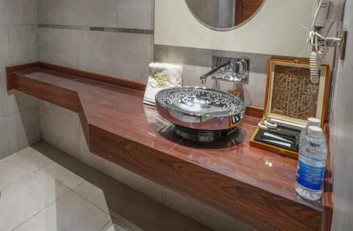 Granada Hotel Najaf custom hotel bathroom furniture and vanity crafted by I-Hotel Furniture