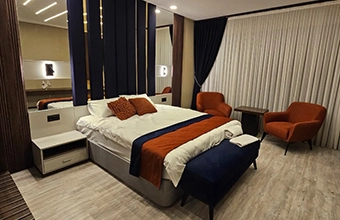 Custom hotel mock-up room for furniture and material approval