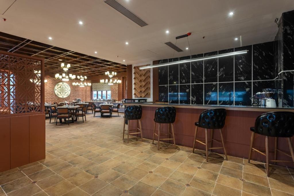 Restaurant and bar seating at Hotel Ashwatth Nepal