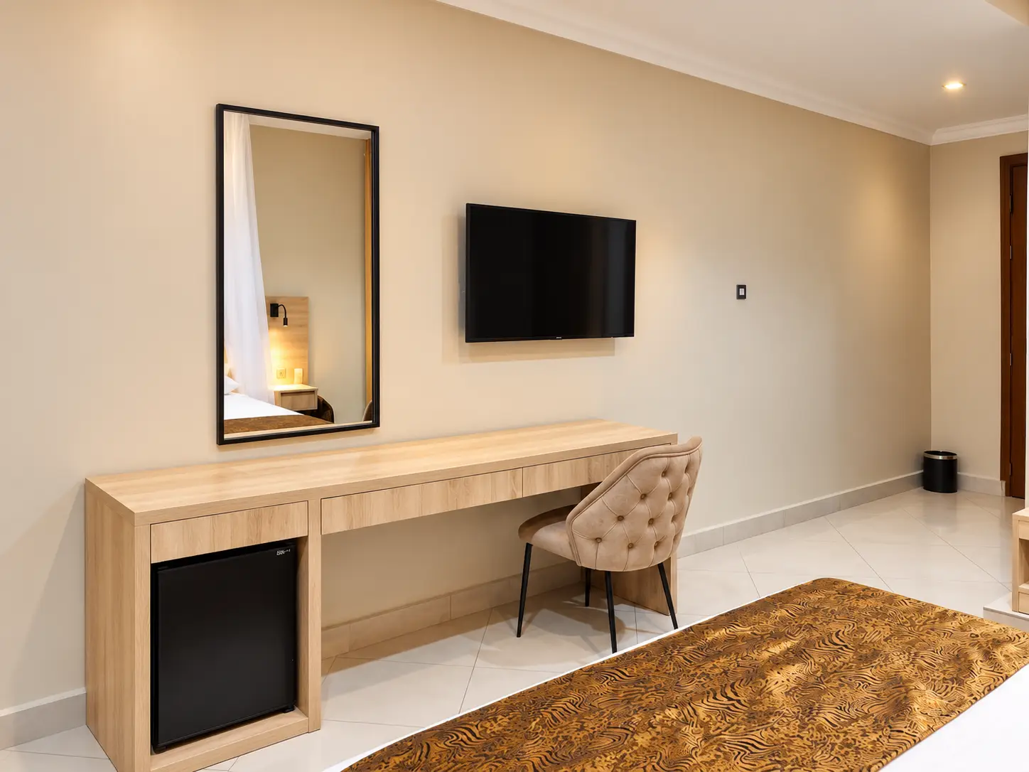 Custom minibar wardrobe and dressing table unit at Grand Oasis Hotel Wajir Kenya