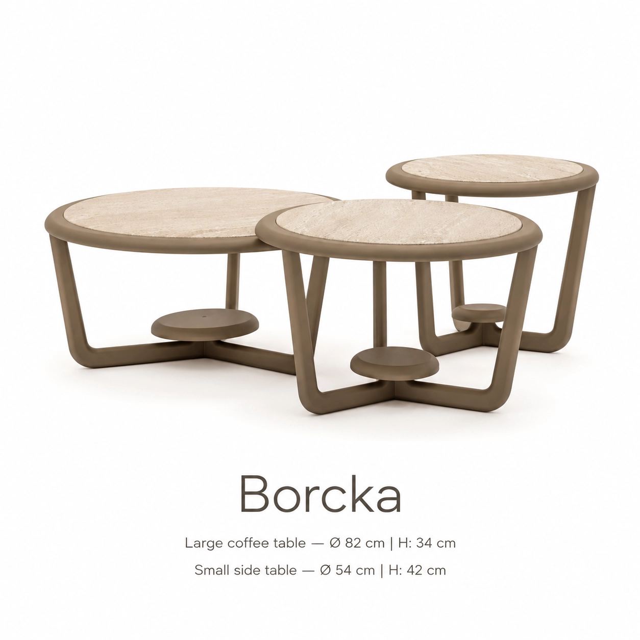 Borcka hotel coffee table set with round coffee table and matching side tables for hotel guestrooms and lounge areas