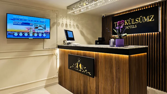 Külsümz Hotel reception furniture with natural American walnut veneer