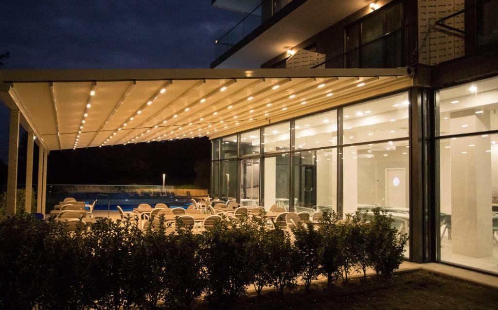 Exterior pergola at Magnika Resort in Shekvetili Georgia coordinated and installed within the I-HOTEL project scope