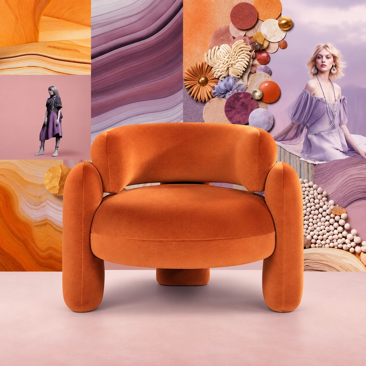 Upholstered accent seating reference for hotel lobby and lounge interiors