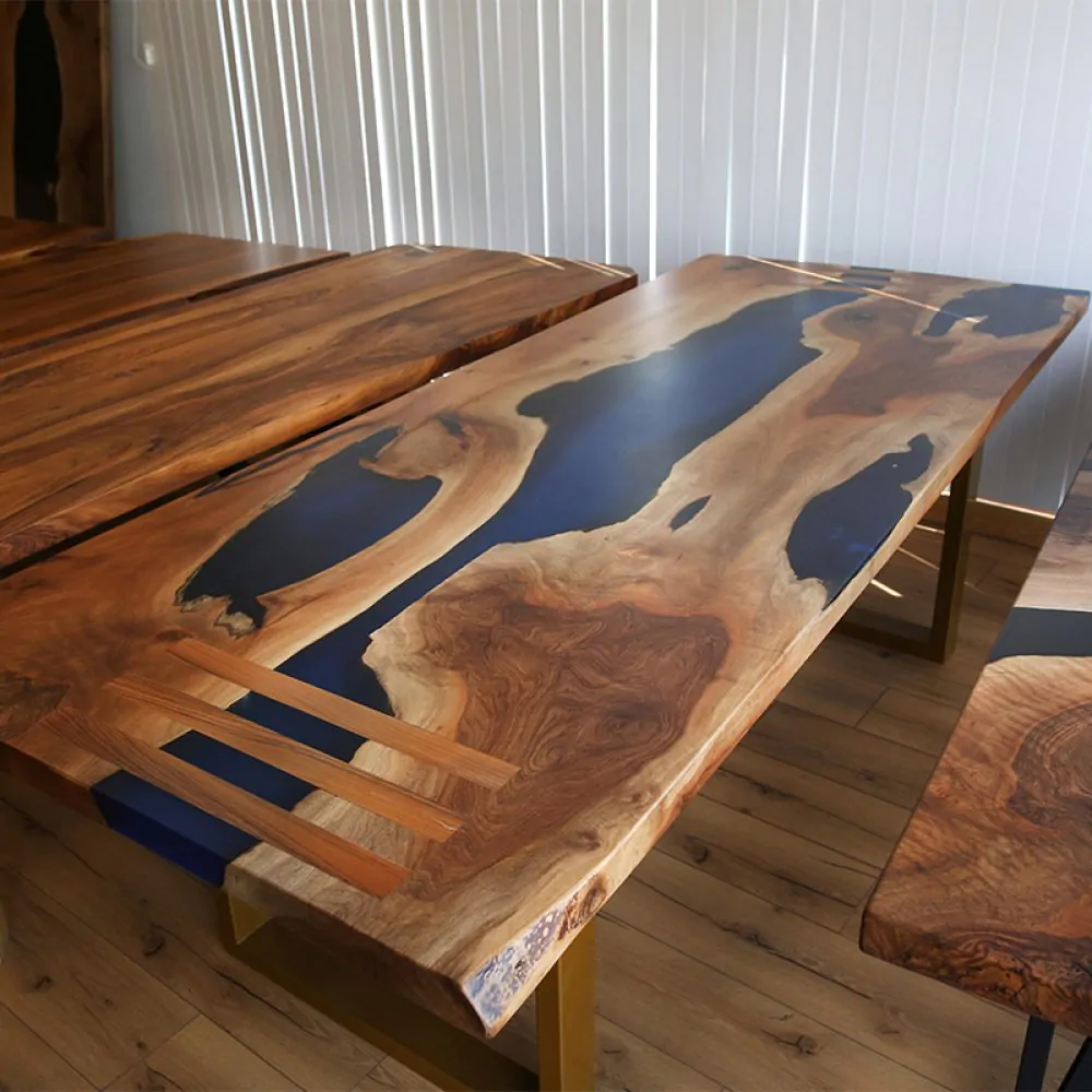 Edged Walnut and Epoxy Table